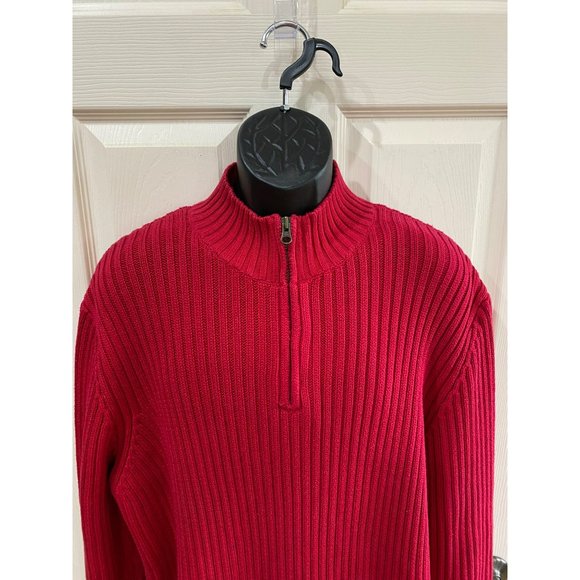 Landsend Men’s Heavy Crew Neck 1/4 Zip Sweater Size XL - Picture 3 of 8